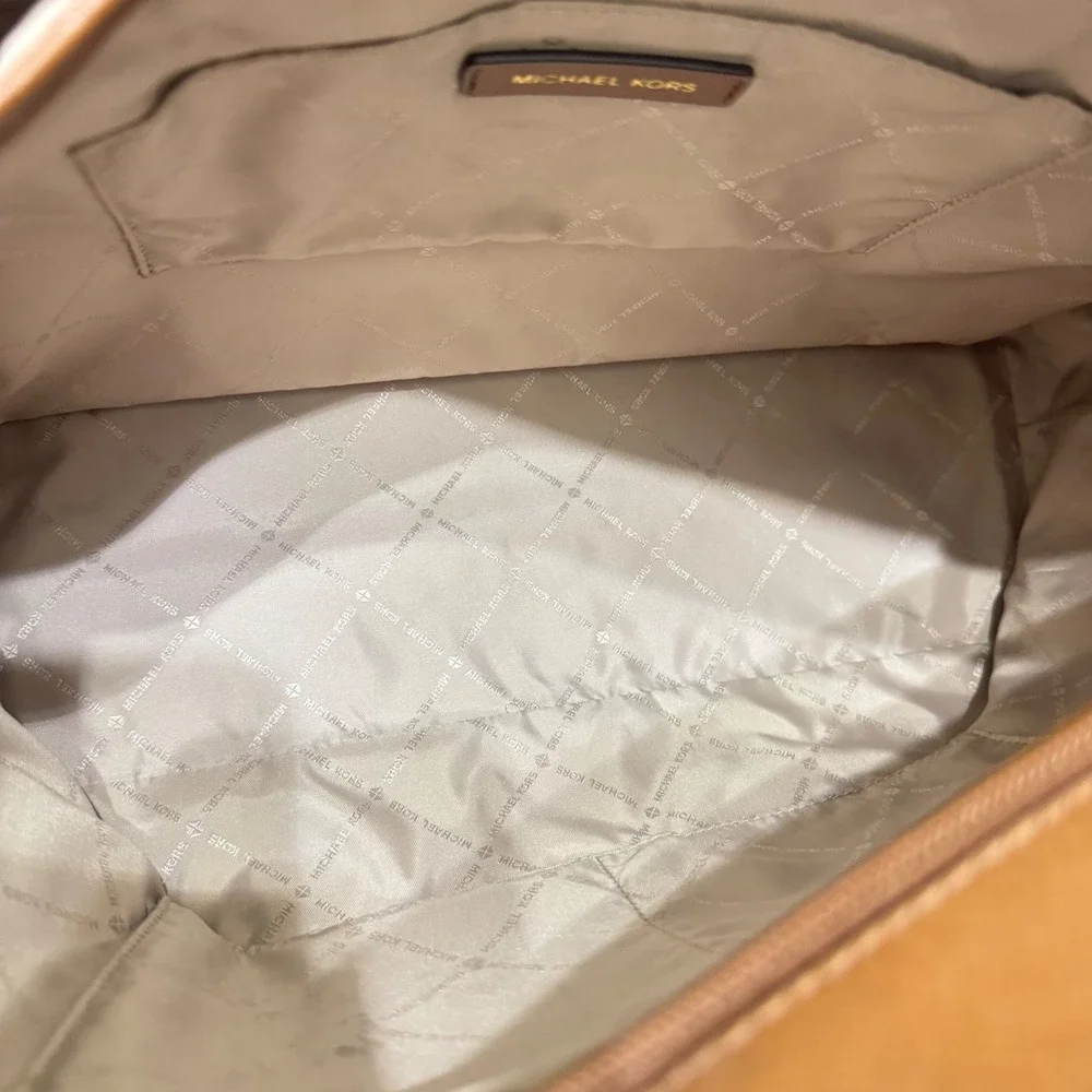 Michael‎ Kors Saffiano Leather Tote Bag Womens Large Luggage Brown Zip